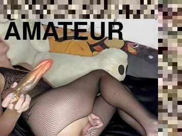 grande, masturbação, orgasmo, esguincho, amador, anal, tiro-ao-alvo, brinquedo, dildo, fetiche