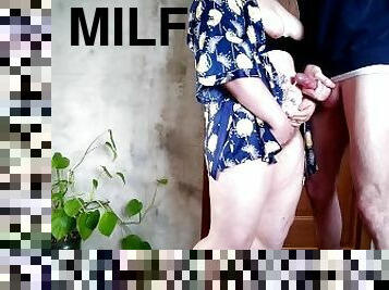 Cumming Milf on big belly after masturbating together