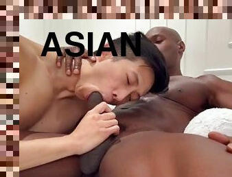 Asian twink takes a big black dick courtesy of Rhyheim Shabazz