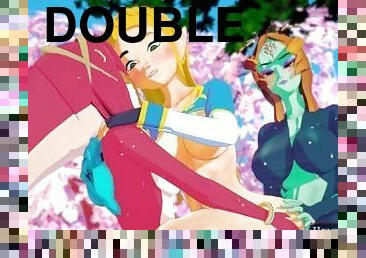 The Legend of Zelda is fucked (Double Penetration Futanari) by Princess Mipha and Midna - Hentai HA