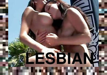 Absolutely Gorgeous Lesbian Chicks Lick Each Others Bodies Outdoors