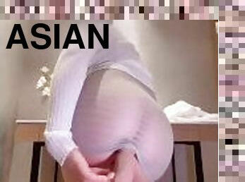 Hot Asian mature wife with huge butts  riding on a big butts and got orgasm