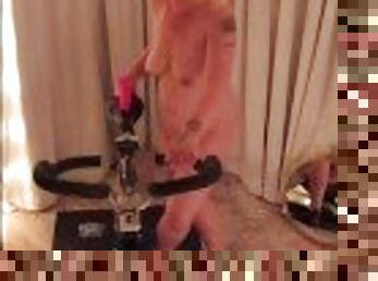 Indoor cycle instructor with huge pink dildo! Enjoy your class!