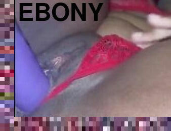 Sexy ebony plays with dildo