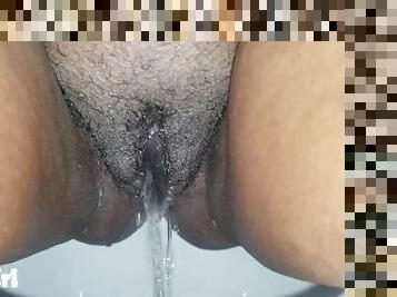 Hairy Ebony MILF Desperate Hard Morning Pee