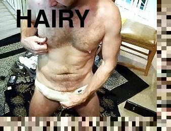 hairyartist in white brief fever