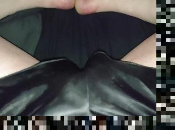 Sissy masturbating before bed, cum in satin