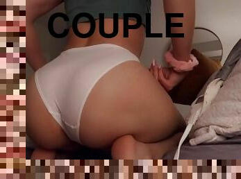 White Panties and a Big Jiggly Booty... Real Couple Fuck Before Bed