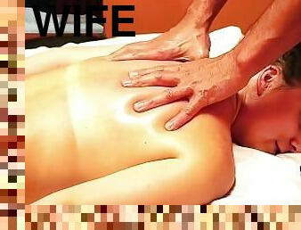 beautiful young wife enjoying massage by masseur U015