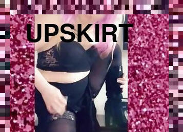 strømpebukser, fest, offentlig, fisse-pussy, amatør, moden, milf, upskirt, strømper, fetish