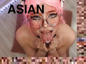 asia, orgasme, vagina-pussy, jepang, kotor, sudut-pandang, sperma, animasi, manis, cantik