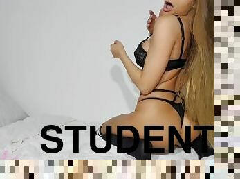 Horny student likes to masturbate her pussy until she has an orgasm ( FULL )