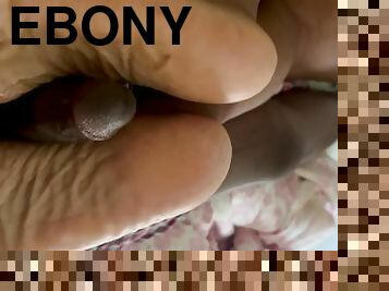 amatør, cumshot, ebony, føtter, action, fetisj, footjob