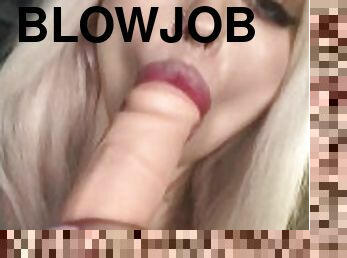 A blondie sucks dildo like crazy (more on my fansly, check bio)