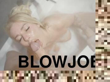 Bathtub blowjob and cum in mouth witk Glam Kate Truu from Polish Truu Couple