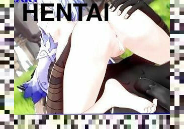 Hentai Anime Huge black cock enters a narrow vagina