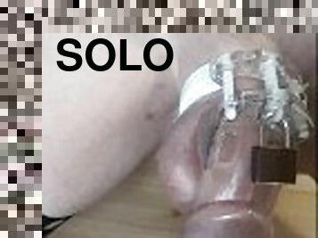 anal, gay, chevauchement, gode, solo, insertion