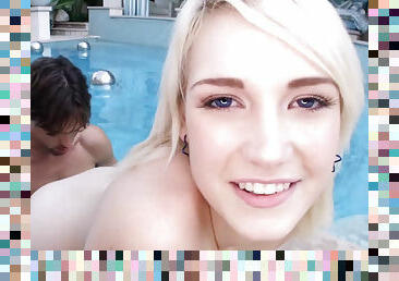 Teen blonde Siri with big tits has sex and gets cum on her face