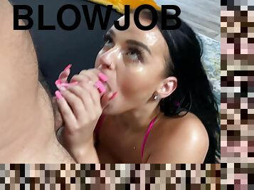 Payton Preslee sucks and tit fucks hard pecker like a real pro