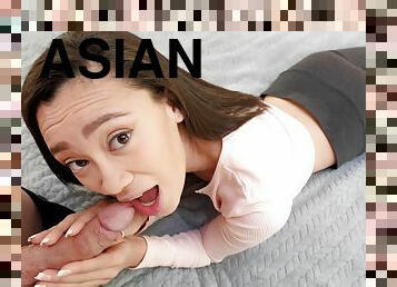 Madi Laine gets her Asian pussy plowed after giving head