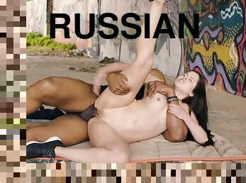 Russian Cassie Fire Interracial Fuck In Public
