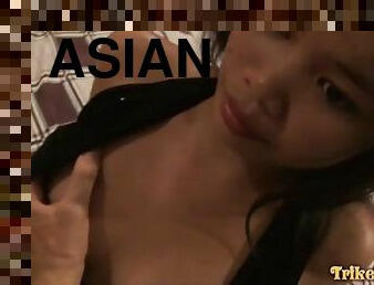 TRIKEPATROL Asian Friend Watches Lesbian Girlfriend Try Dick