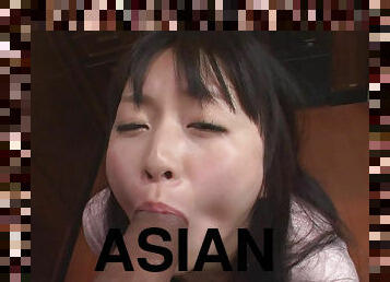 Asian teen Nozomi Hazuki made to suck dick in the kitchen