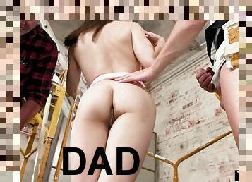 Stepdaughter fucked on a construction site in front of dad