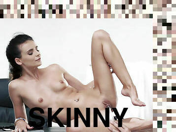 Skinny brunette Kate Rich foot fetish