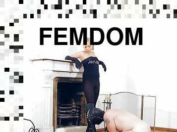 Cfnm femdom small dick humiliation by the fireplace