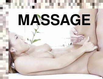 Vanessa Decker gets oiled up and fucked on the massage table