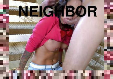 Hot chick is secretly fucking her neighbor