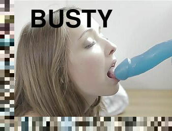 Busty Buffy with with plastic suction cock