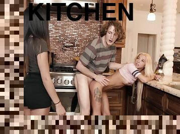 Fit teen fucked on the kitchen floor - Kenzie Reeves & Brick Danger