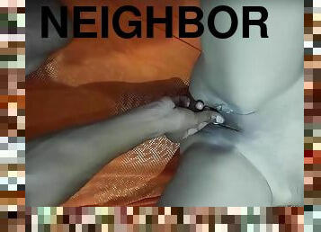 My neighbor fucks me hard with a vibrator and a huge cock