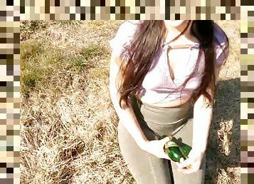 Stranger fuck by the lake - almost caught having sex outdoors!