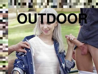 Trio In Park - outdoor teen sex video