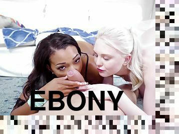 POV 3way sex with sexy ebony and a hot white teen Lily. Part 2