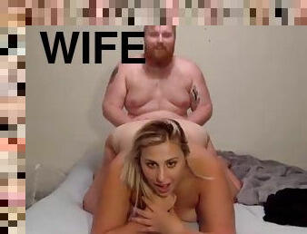 Big fat ass blonde wife takes dick