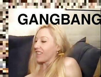 Stupid blonde convinced to have a gangbang with Dalny Marga