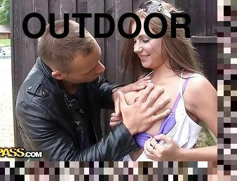 Real outdoor porn video with hot babes