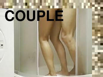 Exciting sex of a beautiful couple in the shower