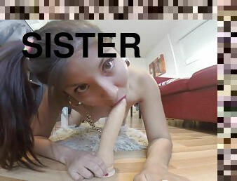 Astonishing stepsister rides a sex toy on camera