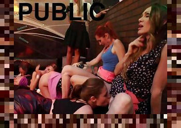 Public group sex party pussy licking
