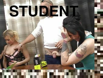Two Gorgeous Student Whores Give hardcore groupsex