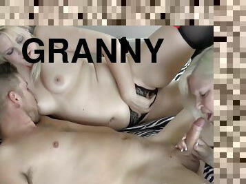 Granny And Blubbery Brit In Threesome Orgy