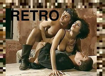 Charming whore retro hot threesome porn video