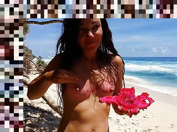 Enjoy Painting My Nake Body With Dragon Fruit # Fun On Paradise Beach