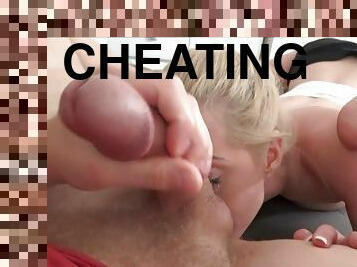 Cheating girl-next-door with Big Natural Tits Eats rump & Takes Ejaculation