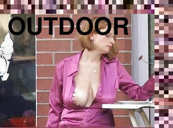 striptease with huge tits outdoor